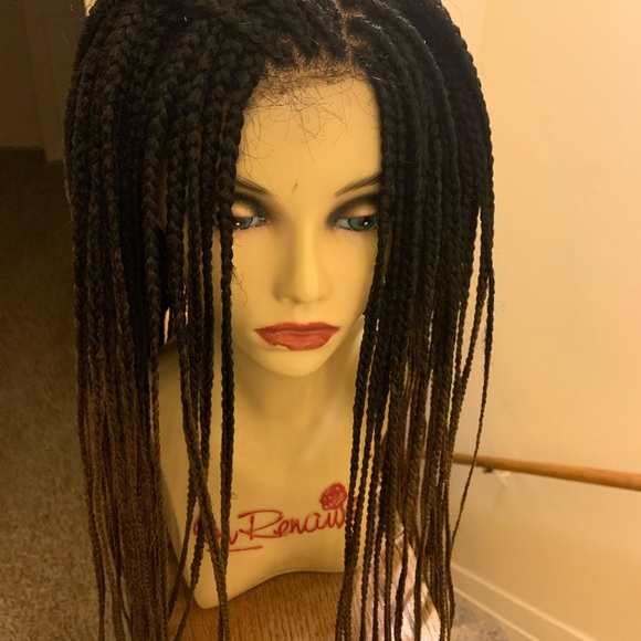 PREVIOUSLY WORN-4X4 Multi-Part Swiss Lace Front Wig Box Braid Wig color 1b/30 - Picture 8 of 13
